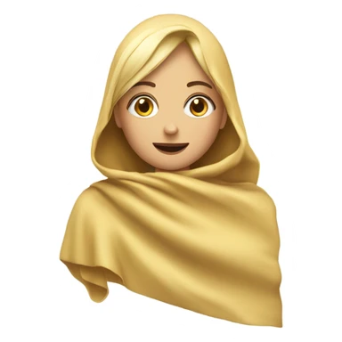 Chica rubia tapada con una manta que le llega hasta la cabeza  sticker