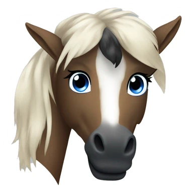 Brown and white spotted pony, black hair and blue eye sticker