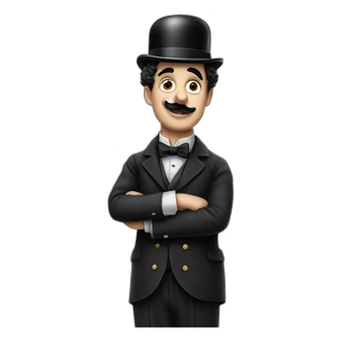 Charlie Chaplin with one arm up sticker