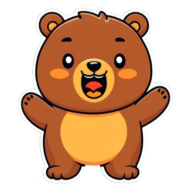bear with an excited wow expression, cartoonish sticker style sticker