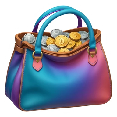 Coins inside brown leather bag, make bag always brown

Change coins color in in gradient of turquoise, blue, pink, purple, and coral sticker