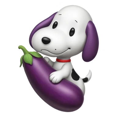 Black and white Snoopy with an eggplant sticker