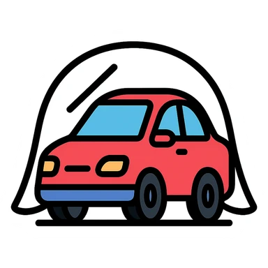 modern colorful icon of a car covered with a transparent protective film sticker