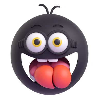 3d sphere with a cute minion face, sticking out tongue sticker