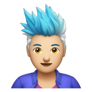 Older fat lesbian Chilean very short spiky bright blue hair sticker