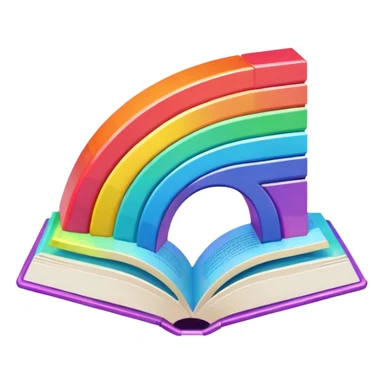 fantasy magic RAINBOW book low poly sticker