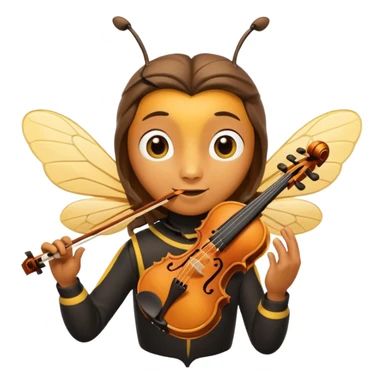 Bee playing violin on his shoulders sticker