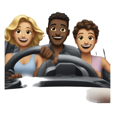 friends enjoying a car selfie laughing sticker