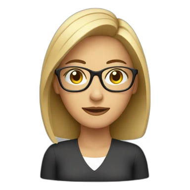 Woman with glasses at computer sticker
