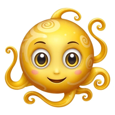 fantasy yellow planet with swirls and a cute smiling face with big eyes sticker