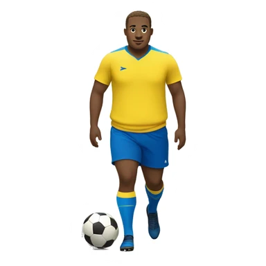 White Fat soccer player in yellow shirt and blue shorts and blue socks sticker