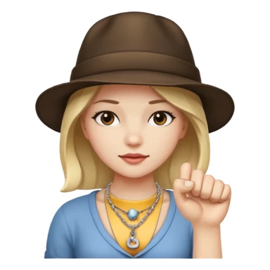 Hatted ancient girl wearing fist bone Necklaces sticker