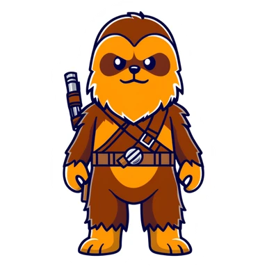 Chewbacca wookiee character with brown fur and bandolier sticker