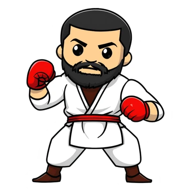 Islam Makhachev UFC lightweight champion in fighting pose with beard, strong Dagestani fighter sticker