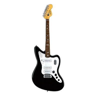 hyper realistic black fender jaguar guitar with single coils pickup and black pickguard sticker