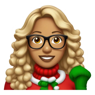 Mariah Carey wearing Christmas clothes and black glasses  sticker
