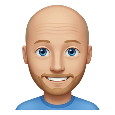 homme yeux bleus presque chauve et une barbe courte moins de chevaux et sourir sticker