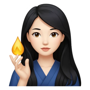 Que sea una mujer blanca pelo negro y largo y medio achinada sticker