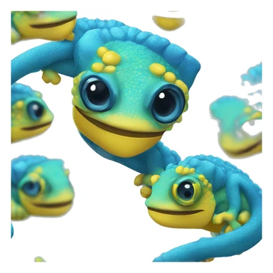 blue chameleon with yellow spots and headset sticker