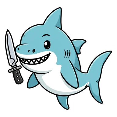 shark with a knife  sticker