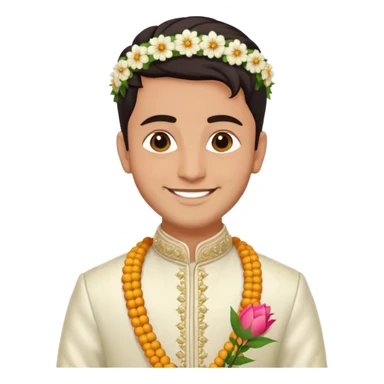 white indian groom holding garland sticker