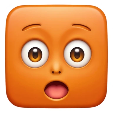 bright orange square emoji face with a very surprised expression sticker