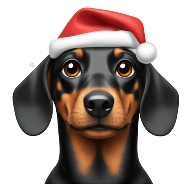 Black dushund with christmas tree hat on head sticker