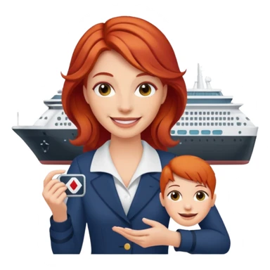 cruise emoji with a red headed woman sticker