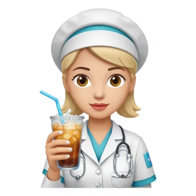 nurse holding icey drink sticker