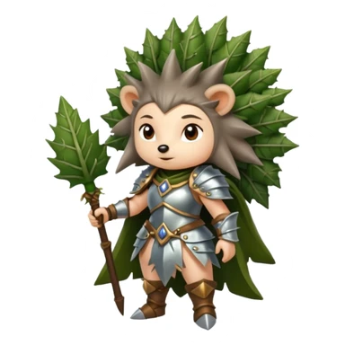 moss witch woman dressed as hedgehog guardian, thorny leaf armor sticker