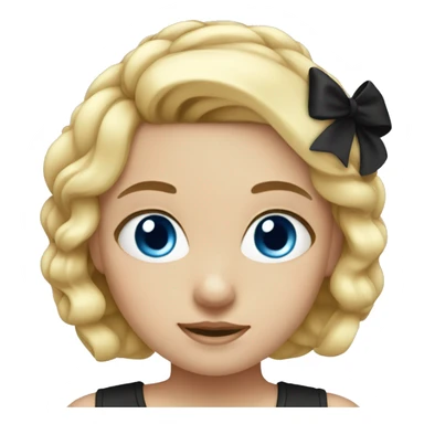 Blonde girl with blue eyes and black bows on her head sticker