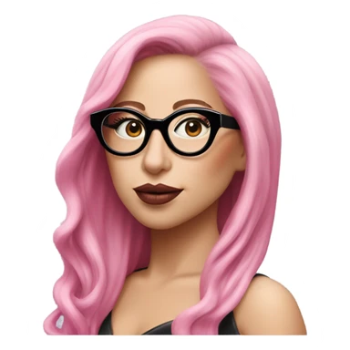 lady gaga pink hair pink lipstick wearing glasses  sticker