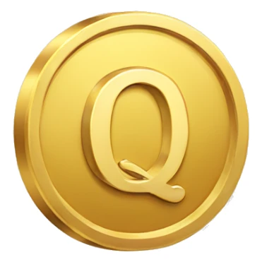 Gold coin depicting the letter Q sticker