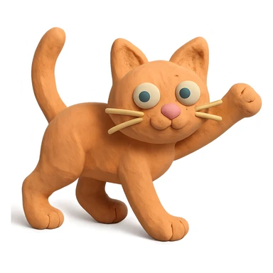 playful pose cat in claymation style with pastel colors sticker