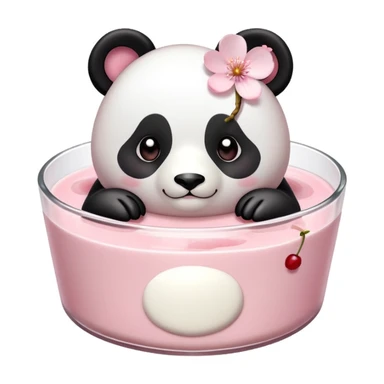 Sakura pudding shaped like a panda with cherry blossom garnish sticker