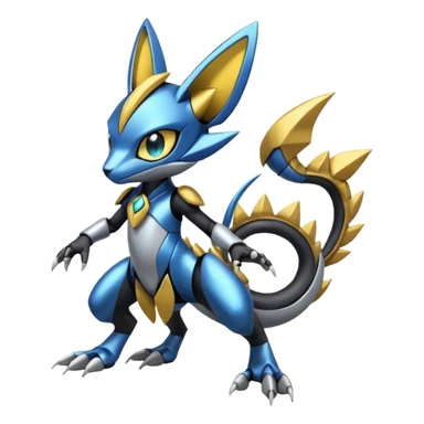 Modern Futuristic Cyber-Meloetta-Greymon-Greninja-Zeraora-Pokémon-Digimon-Fakémon-fusion-hybrid-creature sticker