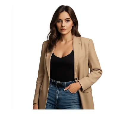 realistic attractive modern 18+ woman, wearing stylish clothes, neutral background sticker