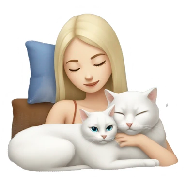 Russian girl sleeping with white cat sticker