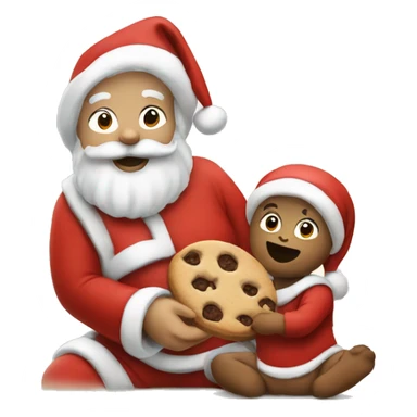santa eating a cookie with a baby sticker