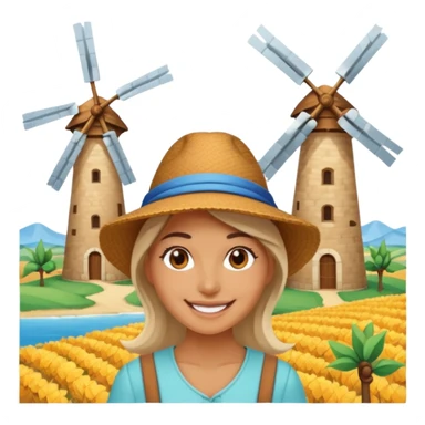 WOMAN WEARİNG ÇİFTÇİ HAT with  Windmills sticker