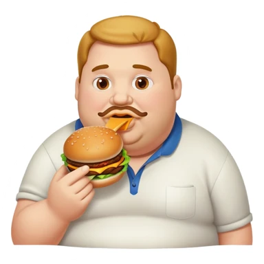 Fat guy eating a burger sticker