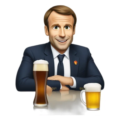 Macron qui boit de la biere sticker