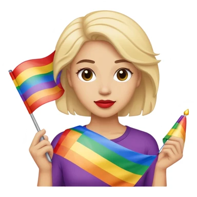woman with lgbt flag sticker
