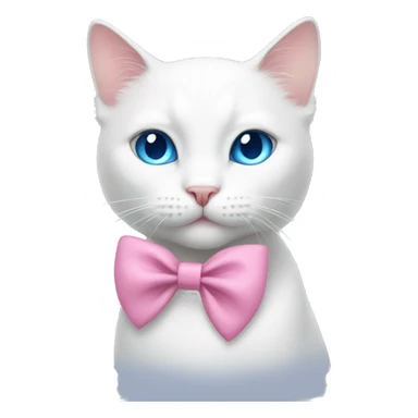 white cat with a pink bow and blue eyes sticker
