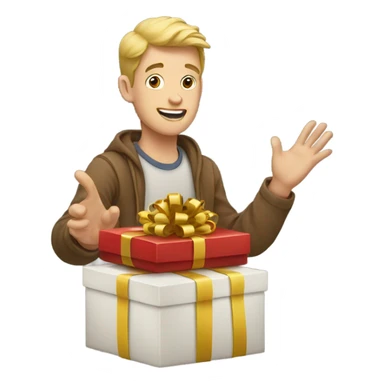 A white guy opening presents sticker