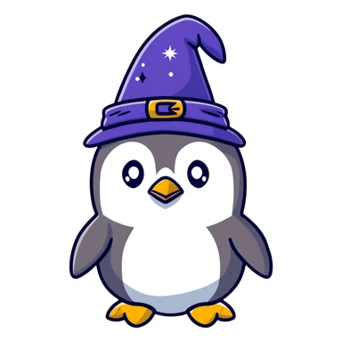 penguin wizard with sparkles sticker
