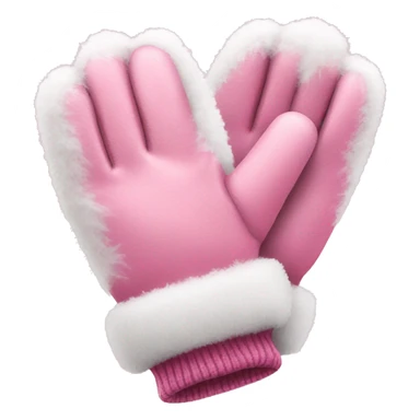 Pink winter gloves that have white fuzzy trim sticker