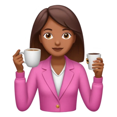 Mulher morena tomando café  com roupa rosa esfriando o café  sticker