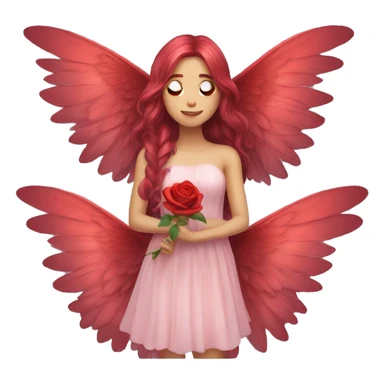 big wings, rose, Beautiful, fairy, red, long hair sticker