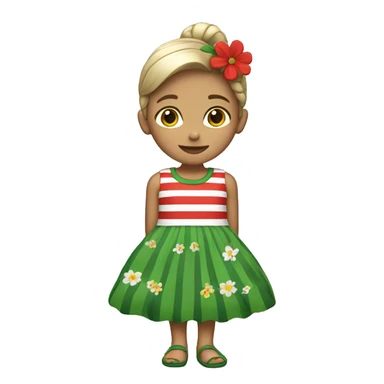 girl in a dress (striped dress with flowers green red white) sticker